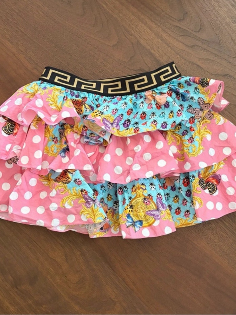 Versace Pastel Pink Blue Ladybug Print Fabric